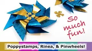 Poppystamps, Rinea Foil, & Pinwheels!  Slimline + A2 Card ideas