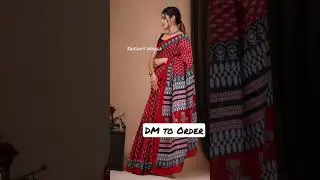 Feel trendy, Feel authentic  Handblock printed cotton mulmul saree with blouse