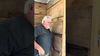 Placing Chinking Plywood Boards on the Inside of the Log Cabin. September 2024 #logcabin