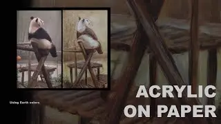 Acrylic on Paper drawing Panda ||Direct Painting Method || Artist Argha Bhattacharya