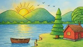 How to Drow morning scenary sketch just pencil drawing step by step tutorial art video 
