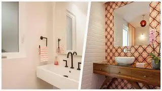 75 Mid-century Modern White Tile Powder Room Design Ideas You'll Love ☆
