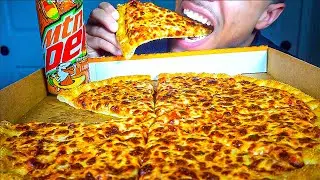 ASMR LITTLE CAESARS PIZZA MTN DEW MANGO RUSH MUKBANG EATING MOUTH SOUNDS JERRY