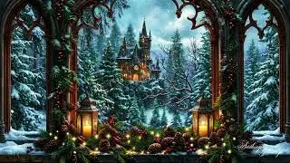 ✨Fantasy Winter Escape ❄️ Snowy Castle & Crackling Fireplace Ambience 🔥