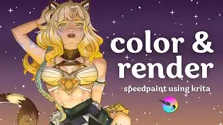 color and render speedpaint 💫 illustration coloring process using krita! 🎨✨