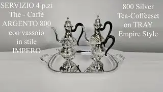 Servizio the e caffe in argento 800 impero con vassoio 800 Silver Tea-Coffeset Empire Style and tray