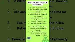 Billionaire: Is Money Real Success? | Easy English Essay, Reading & Vocabulary Practice