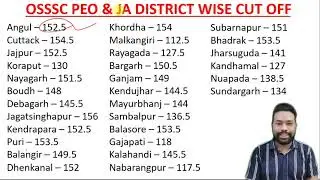 District Wise Cutoff OSSSC PEO & JA