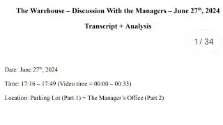 The Warehouse - Discussion With the Managers - June 27th, 2024 - Transcript + Analysis (No Audio)