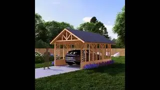 Wooden Single Car Garage Plans #ad #woodworking #diyprojects #cargarage #carport #woodworkingplans