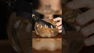 Glass Pumpkin ASMR Cutting and Mukbang🎃✨  #satisfying #relaxing #sensoravids #cosmicasmr #mukbang
