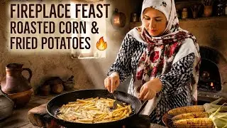 Cozy Fireplace Cooking: Tomato Stew & Grilled Corn | آشپزی در شومینه