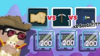 Growtopia Experiments #1 Fist vs Pickaxe vs Deathray OMG!! x2Seeds?!!??! | Phongphon GT