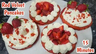 Red Velvet Pancakes | बिना अंडे के बनाए Pancakes | Homemade Cream Frosting | Valentine's day Dessert
