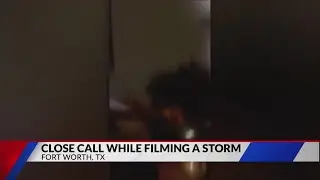 FORT WORTH, TX: Close call filming a storm