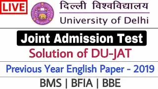 DU JAT - Previous Year English Paper Solution | DU-JAT 2019