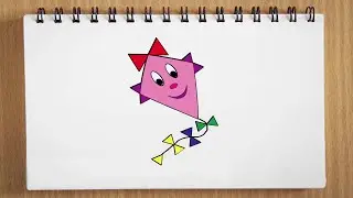 🪁 How to Draw a Cute Kite with a Happy Face #drawingforkids  #coloringforkids