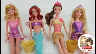 Princess Bath Rapunzel, Ariel, Belle, Aurora Color Change Swimsuit Dolls