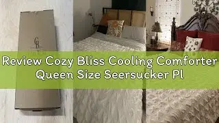 Review Cozy Bliss Cooling Comforter Queen Size Seersucker Plaid, Q-Max 0.4 Reversible Lightweight Co