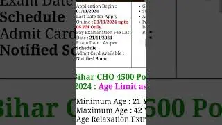 Bihar SHSB Community Health Officer CHO Recruitment 2024