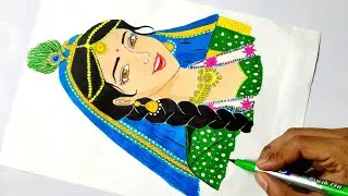 Easy Radha Drawing with Colorful Brush Pens | How to Draw Radha | Quick & Easy Radha Drawing 