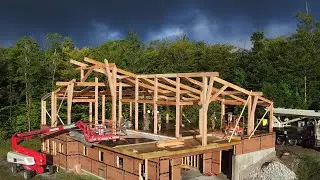 Raising Day &bull;&nbsp;Mountain Modern Timber Frame Home