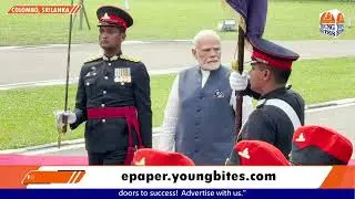 Prime Minister Narendra Modi received ceremonial welcome at historic Independence Square in Colombo