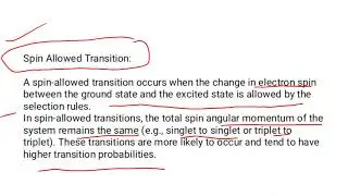 Understanding Spin-Allowed and Spin-Forbidden Transitions in Spectroscopy