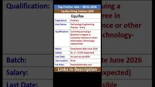 Fresher Jobs for New Graduates &ndash; 28.01.2026 | Bangalore, Chennai, Pune | IT Jobs for Freshers
