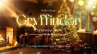 Gryffindor Christmas Tower Ambience  | Cozy Rain, Snowfall & Magical Holiday Music 🎄☃️