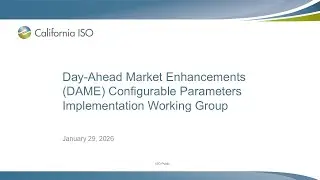 Jan 29, 2026 - DAME Configurable Parameters Implementation Working Group