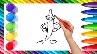 How To Draw cute Lady Finger Drawing, Painting & Coloring For Kids and Toddlers_ Child Art 🐋🌈🎨