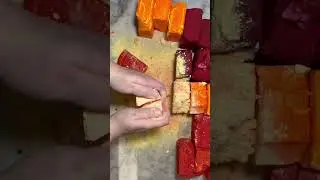 Yellow/Red/Orange Soft & Dusty Dyed Chalk #gymchalk #asmr #relax #stressrelief #oddlysatisfying