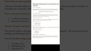 mechanical design engineer interview questions #mechanicalengineering #mechanical #designengineer