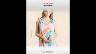 BiBi Circular Tie Dye Knit V Neck Top With Ruffle