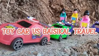 Toy Car And Baisikal Travel Fun Video!🚘️🚲️Toy Baisikal VS Car Cartoon Video.😍🚔️🚖