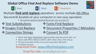 How to Find and Replace Text, Images, Connection Strings, Metadata in Excel, Word & PowerPoint