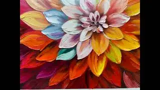 Vibrant 3D Abstract Floral Oil Painting, Large Textured Petal Artwork, Bold Colorful Flower Wall Art