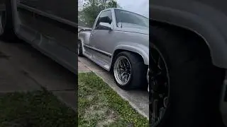 Lowered OBS Stepside on 17x11 Welds #welds #obschevy #obs #chevysilverado #droppedtrucks #obstruck