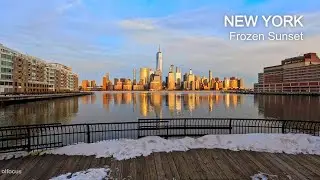 Winter Sunset Walk Along Jersey City Waterfront | Manhattan Skyline in Snow ❄️