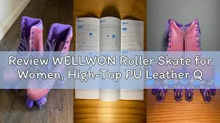 Review WELLWON Roller Skate for Women, High-Top PU Leather Quad Skates for Beginner, Shiny Double-Ro