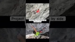 SIDE BY SIDE VIEW OF: @JakobSchubertClimbing  & @sebbouin1691 on crux of Project BIG! #climbing