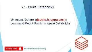 25- Delete/Unmount |dbutils.fs.unmount()| Mount Point in Azure Databricks in Hindi #azuredatabricks