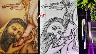 Premanand Ji Maharaj Drawing With Radha Rani Charan❤️, How To Draw Premanad ji Maharaj, Step By Step