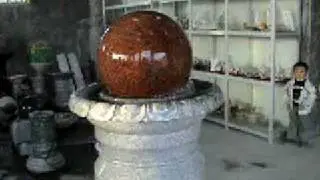 Red Granite Sphere Fountain on Self-contained base