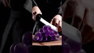 Samurai Fully Slices a Glass Grape Cluster with a Katana | Full Cut ASMR