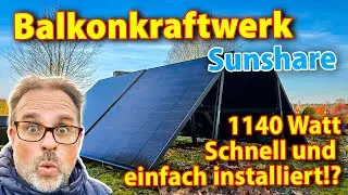 Sunshare #balkonkraftwerk f&uuml;r Garten oder Flachdach, 4x 285Wp PV Panele, 800W Microwechselrichter