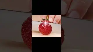🎧 cutting a crystal strawberry 🍓  #asmr #ai #crystals #fruit