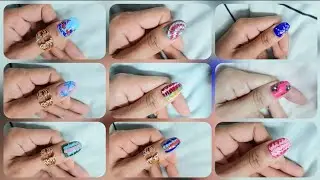 Nine 9 🥰✨️Easy nail art at home 💅 #nailart #simplenails #nails
