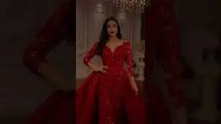 Beautiful Mermaid wedding dress red dress girl with detachable skirt say yes to the dress